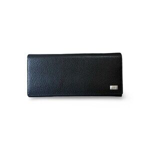 Dunhill Avorities Black pebbled Wallet Silver Hardware